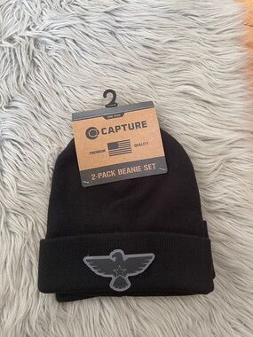 Black Beanie Hat - 2-Pack (Black)